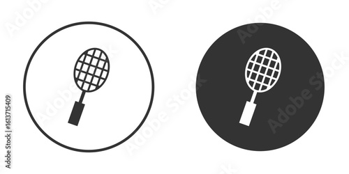 Tennis racket icon in solid black flat shape glyph icons.