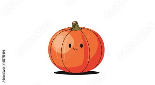 Adorable animated pumpkin character dancing with a happy face and stem