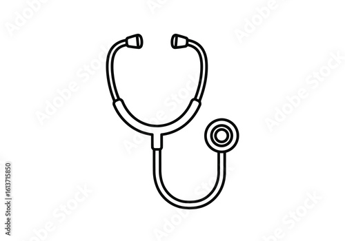 Vector art of a simple outline icon of a stethoscope for medical purposes