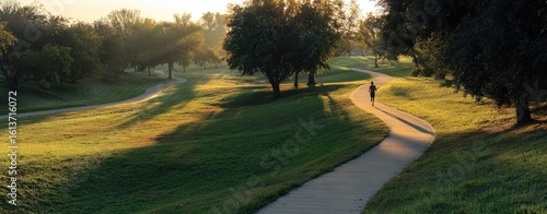 Sunrise path through a park