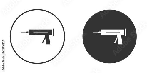 Sealant gun icon in solid black flat shape glyph icons.