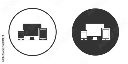 Responsive icon in solid black flat shape glyph icons.