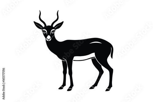 Crouching Gazelle with Wide Eyes in Defensive Posture Vector Design