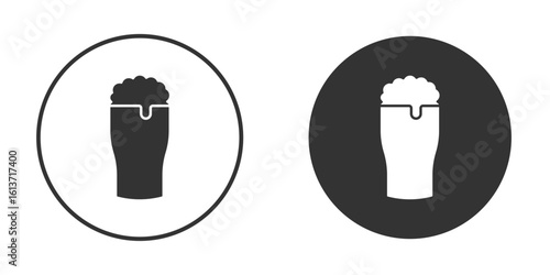 Pint of beer icon in solid black flat shape glyph icons.