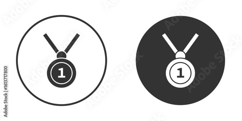Number one medal icon in solid black flat shape glyph icons.
