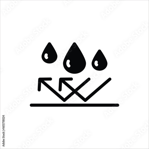 Waterproof icon. Water protection, liquid proof protection. Shield with water drop. Isolated on white background.