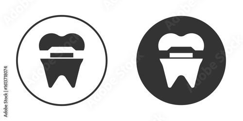Molar crown icon in solid black flat shape glyph icons.