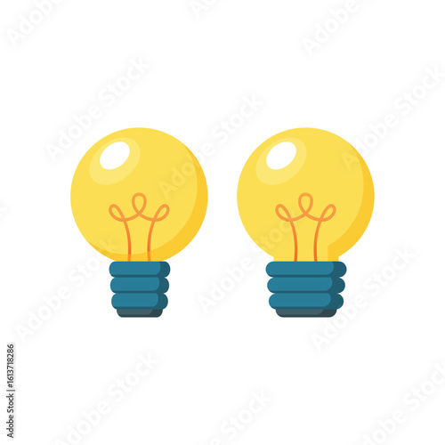 Golf ball Edison or filament light bulb with bases. Vector cartoon illustration