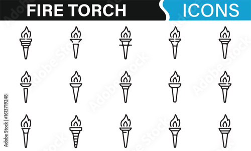 Fire Torch Symbols for Graphic Projects, Logos, and Illustrations
