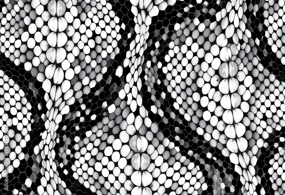 Abstract black and white snake scale pattern, seamless reptile skin texture camouflage background, style, illustration Abstract black and white snake scale pattern, seamless reptile skin texture camouflage background, style, illustration