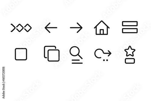 Set of minimalist line icons in black and white style