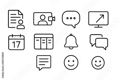 Set of minimalist line icons for user interface and digital applications