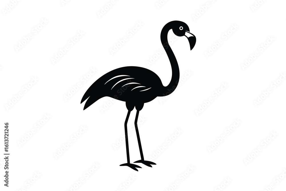 Fototapeta premium Awkward Flamingo Standing on Two Legs Staring Straight Ahead Design