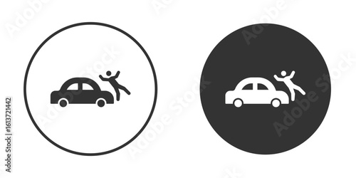 Frontal crash icon in solid black flat shape glyph icons.