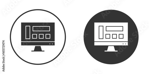 Front end icon in solid black flat shape glyph icons.
