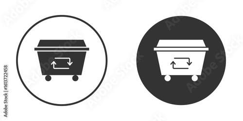 Dumpster icon in solid black flat shape glyph icons.