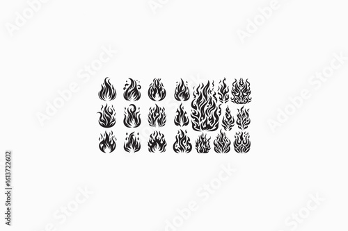 Fire set isolated silhouettes image made by adobe illustrator..eps