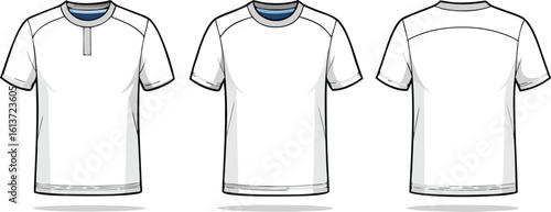 Fashion flat sketches of three different t shirt designs