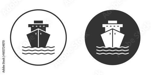 Cargo ship icon in solid black flat shape glyph icons.