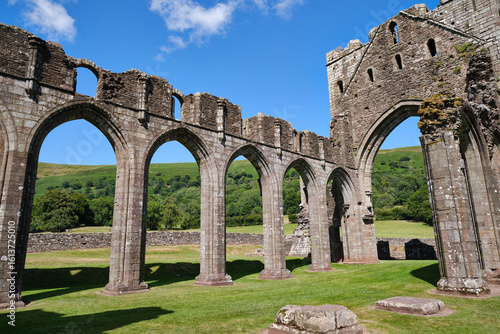 Ruins of Llanthony Priory in Bannau Brycheiniog National Park, Wales