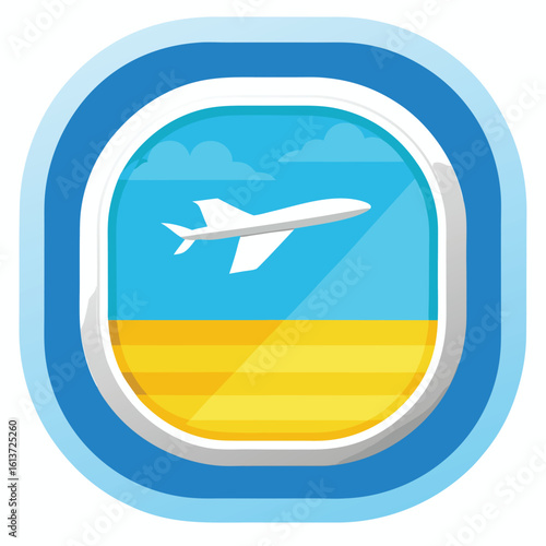 airplane window on white background