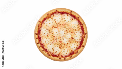 Top view tasty cheese pizza isolated on white background. 4k animation video.