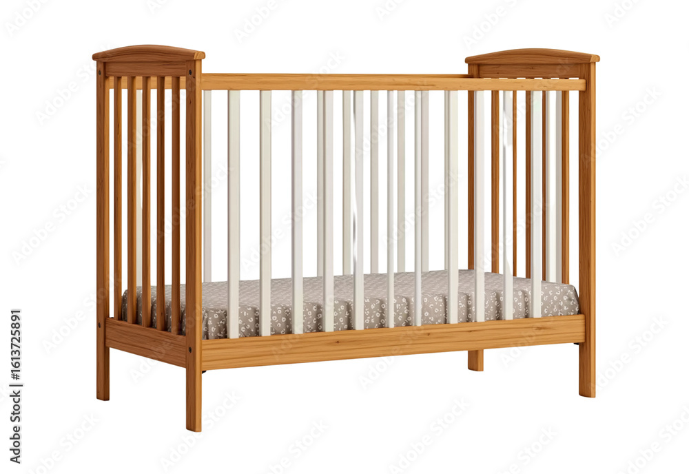 Wooden baby crib on transparent background. cutout, PNG Wooden baby crib on transparent background. cutout, PNG