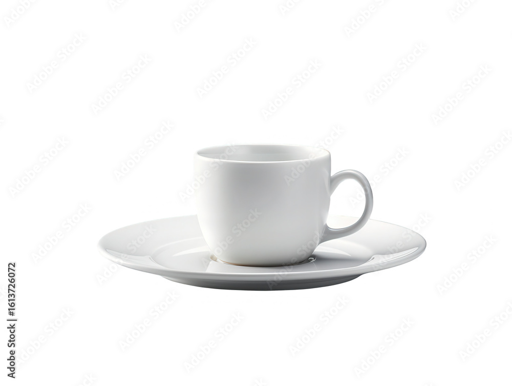 Minimalistic white porcelain plate and cup on white background, clean and elegant design, soft natural lighting Minimalistic white porcelain plate and cup on white background, clean and elegant design, soft natural lighting