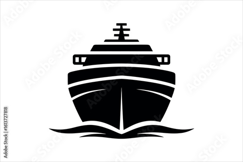 Black ship sailing through waves boat vessel