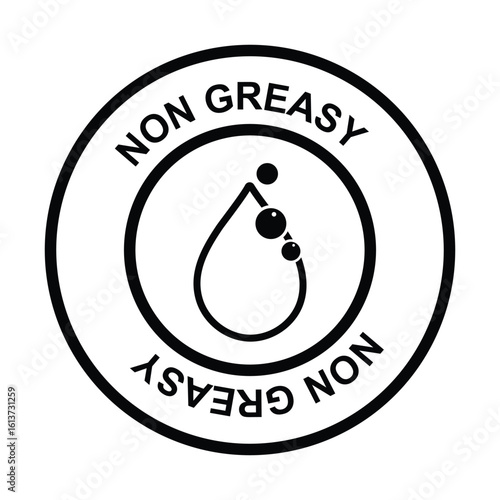 Oil-Free Packaging Icon – No Greasy Symbol Badge Design in Black