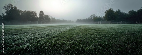 Foggy field with frost