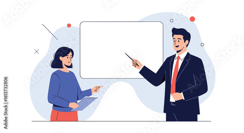 Successful business presentation with engaging speaker and attentive audience discussing ideas