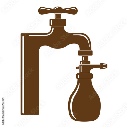 Brown stylized sprayer apparatus design for cleaning or agricultural chemical applications