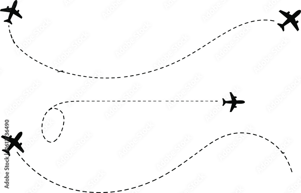 CAD drawing flat vector illustration showing airplane flight paths, dashed lines, aircraft routes, aviation travel icons, minimal air journey design
CAD drawing flat vector illustration showing airplane flight paths, dashed lines, aircraft routes, aviation travel icons, minimal air journey design