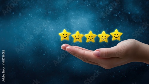 Hand holding four yellow star emojis