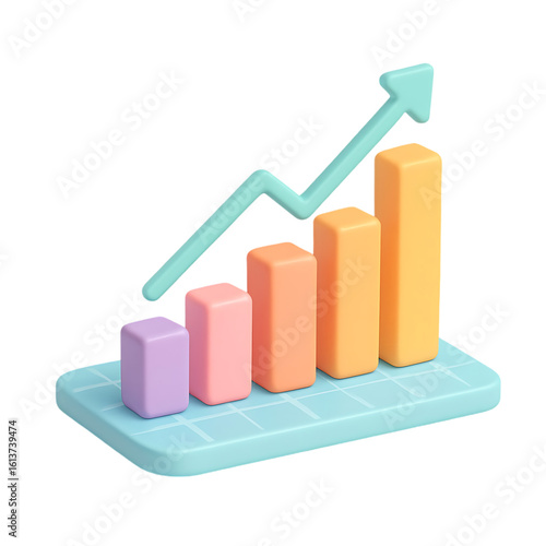 Free Download 3d render pastel isometric bar chart growth analysis and statistics graphic isolated on transparent background - GFXLoad