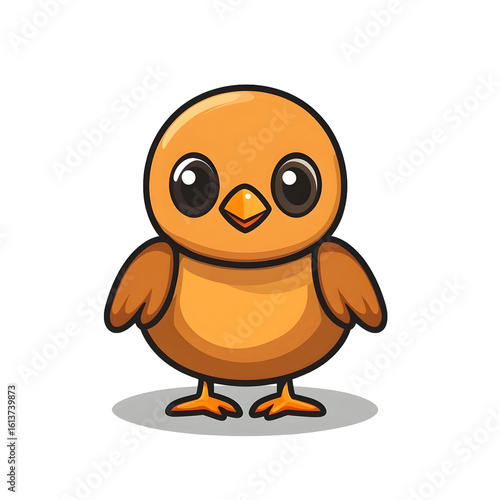 Cute cartoon bird character standing with a friendly expression, ideal for children's illustrations or animations