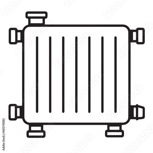 Simplified black and white illustration of a classic radiator heating system element