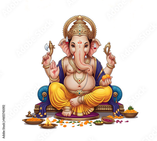 AI Generated Illustration for Happy Ganesh Chaturthi Festival for Invitation, Poster, Social Media Post Design Background