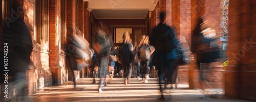 Busy hallway at a university