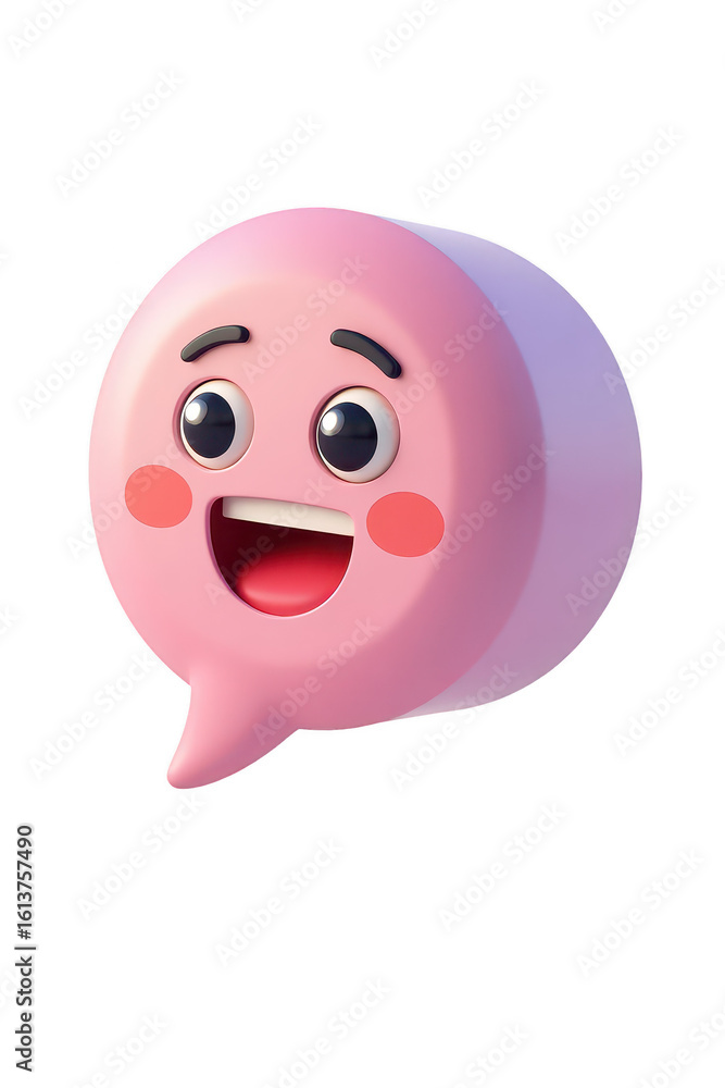 Fototapeta premium Pink cartoon character with a surprised expression.