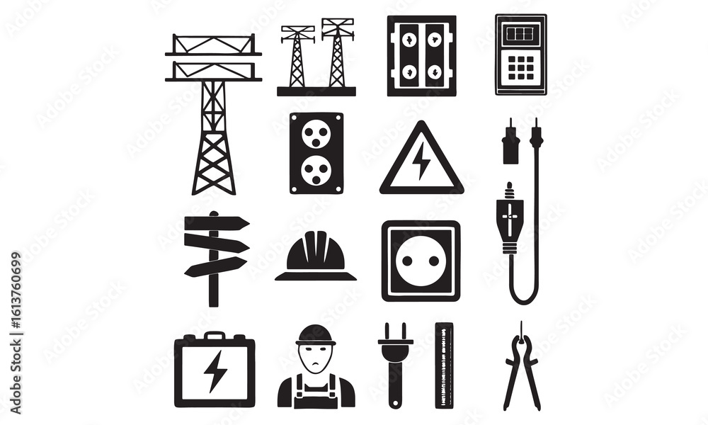 Fototapeta premium Electrical Icons And Symbols