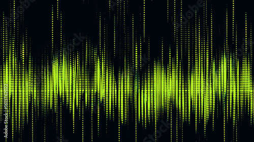 Abstract audio waveform visualization in green on black background  
