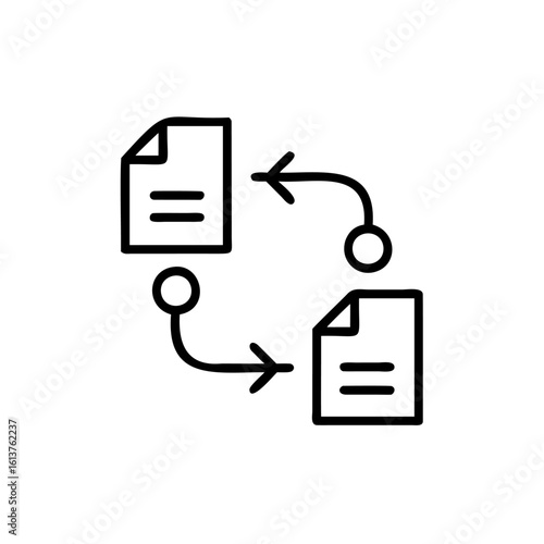 Outline icon document data flow between two files transfer