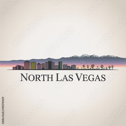 North Las Vegas Skyline Silhouette - Modern Desert City in Nevada Vector Illustration