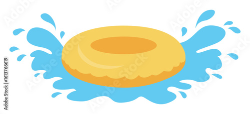 Colorful Inflatable Swim Rings Set – Flat and Watercolor Style Vector Illustrations for Summer and Pool Safety