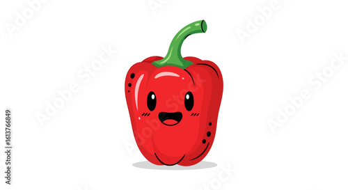 happy red bell pepper cartoon character isolated