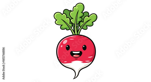 happy radish cartoon character isolated