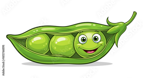 happy cartoon peas in a pod isolated