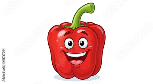 happy red bell pepper cartoon character isolated